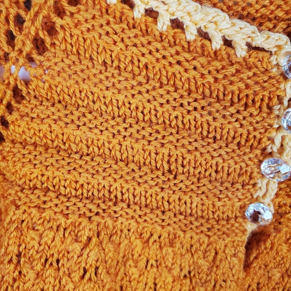Vintage Hand Knit Cardigan Swing Style Orange No Size Tags - Picture 6 of 8